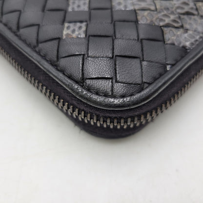 【中古品】【メンズ/レディース】 BOTTEGAVENETA ボッテガヴェネタ イントレチャート ラウンドファスナー ロングウォレット 長財布 181-261013-as-17-izu カラー：ブラック 万代Net店