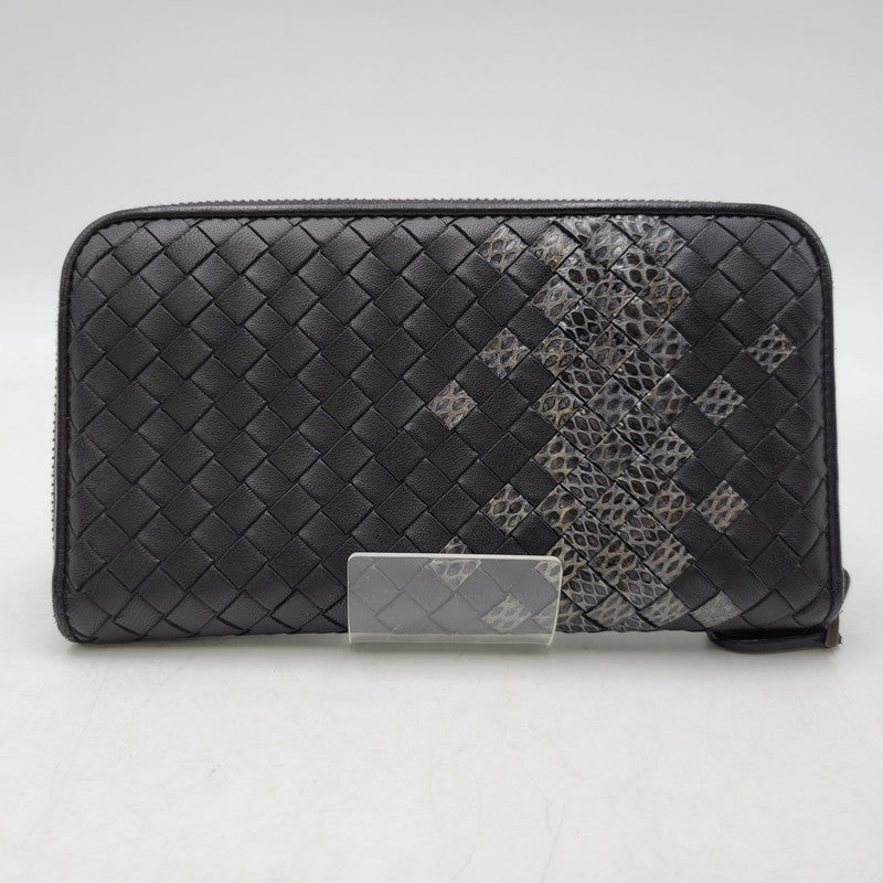 【中古品】【メンズ/レディース】 BOTTEGAVENETA ボッテガヴェネタ イントレチャート ラウンドファスナー ロングウォレット 長財布 181-261013-as-17-izu カラー：ブラック 万代Net店