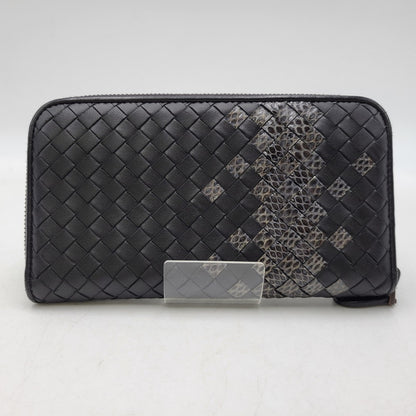 【中古品】【メンズ/レディース】 BOTTEGAVENETA ボッテガヴェネタ イントレチャート ラウンドファスナー ロングウォレット 長財布 181-261013-as-17-izu カラー：ブラック 万代Net店