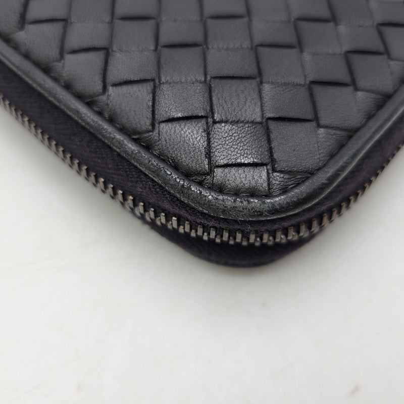 【中古品】【メンズ/レディース】 BOTTEGAVENETA ボッテガヴェネタ イントレチャート ラウンドファスナー ロングウォレット 長財布 181-261013-as-17-izu カラー：ブラック 万代Net店