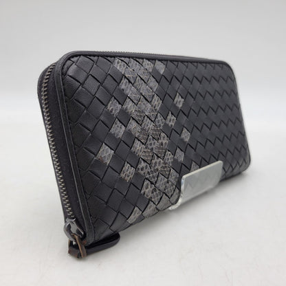 【中古品】【メンズ/レディース】 BOTTEGAVENETA ボッテガヴェネタ イントレチャート ラウンドファスナー ロングウォレット 長財布 181-261013-as-17-izu カラー：ブラック 万代Net店