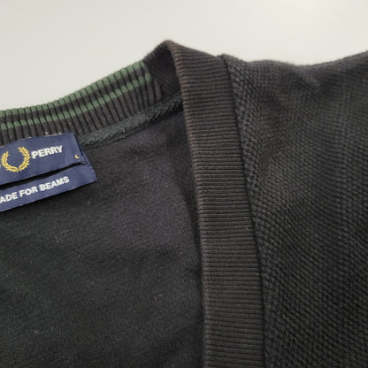 【中古品】【メンズ】 FRED PERRY フレッドペリー CARDIGAN FZ1959 BEAMS別注 鹿の子 カーディガン 141-261019-as-14-izu サイズ：L カラー：ブラック 万代Net店