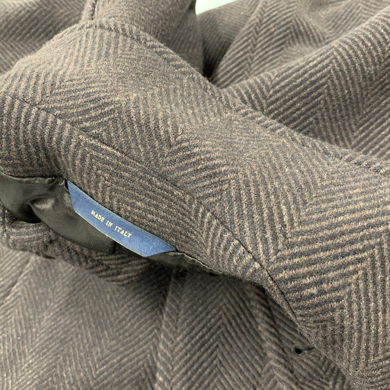 【中古品】【メンズ】 BROOKS BROTHERS ブルックスブラザーズ イタリア製 HERRINGBONE WOOL SOUTIEN COLLAR COAT ヘリンボーン ウール ステンカラーコート アウター 141-261015-ya-12-izu サイズ：42R カラー：ブラウン 万代Net店