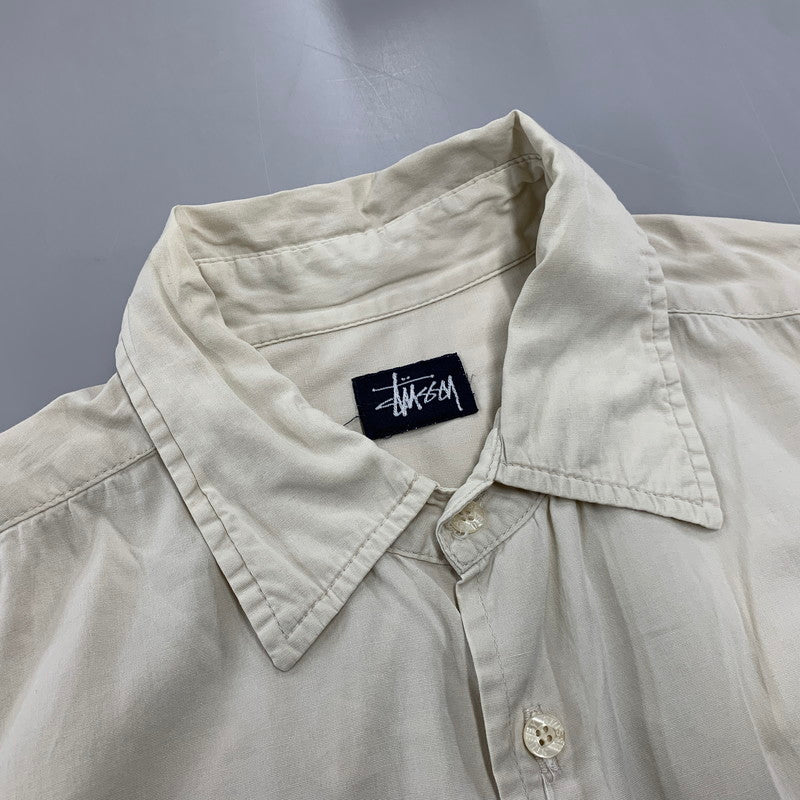【中古品】【メンズ】 OLD STUSSY オールド ステューシー 紺タグ USA製 90’S LS SHIRT ロングスリーブ シャツ トップス 長袖 142-261013-cs-03-izu サイズ：不明 カラー：アイボリー 万代Net店