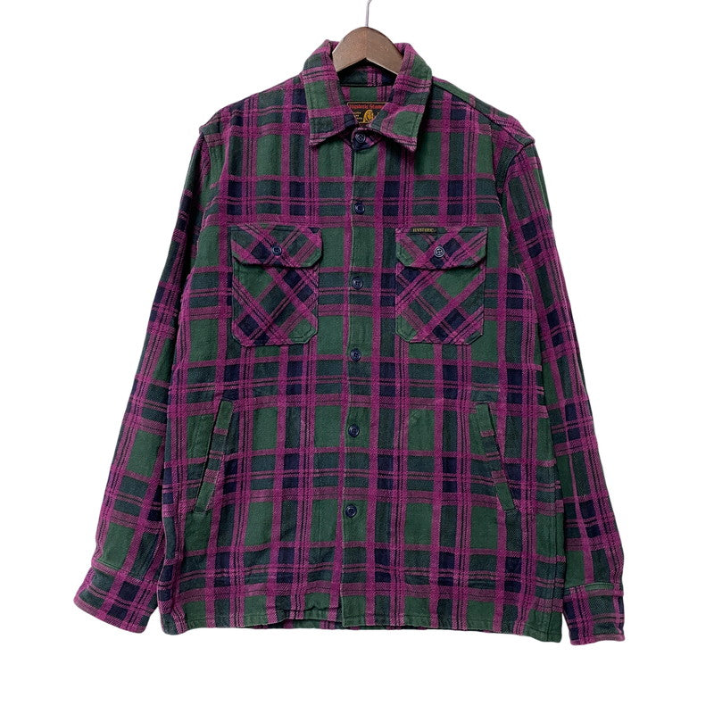 【中古品】【メンズ】 HYSTERIC GLAMOUR ヒステリックグラマー 02183AH03 REVOLUTION SOUNDS CPO SHIRT レボリューション サウンズ シーピーオー シャツ トップス 長袖 140-261015-cs-02-izu サイズ：M カラー：グリーン×パープル 万代Net店