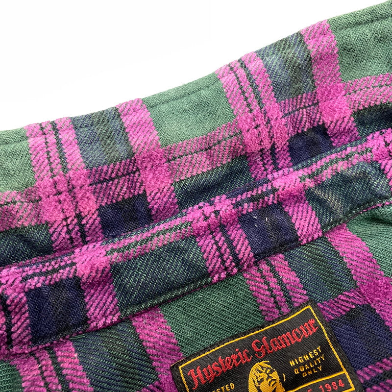 【中古品】【メンズ】 HYSTERIC GLAMOUR ヒステリックグラマー 02183AH03 REVOLUTION SOUNDS CPO SHIRT レボリューション サウンズ シーピーオー シャツ トップス 長袖 140-261015-cs-02-izu サイズ：M カラー：グリーン×パープル 万代Net店