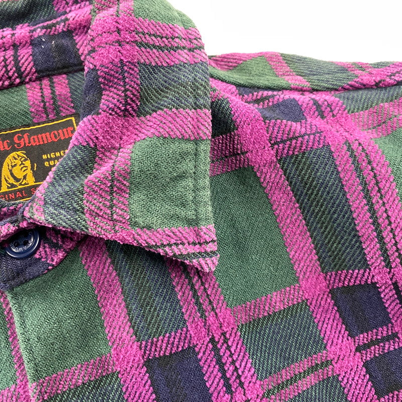 【中古品】【メンズ】 HYSTERIC GLAMOUR ヒステリックグラマー 02183AH03 REVOLUTION SOUNDS CPO SHIRT レボリューション サウンズ シーピーオー シャツ トップス 長袖 140-261015-cs-02-izu サイズ：M カラー：グリーン×パープル 万代Net店