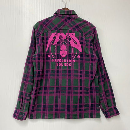 【中古品】【メンズ】 HYSTERIC GLAMOUR ヒステリックグラマー 02183AH03 REVOLUTION SOUNDS CPO SHIRT レボリューション サウンズ シーピーオー シャツ トップス 長袖 140-261015-cs-02-izu サイズ：M カラー：グリーン×パープル 万代Net店