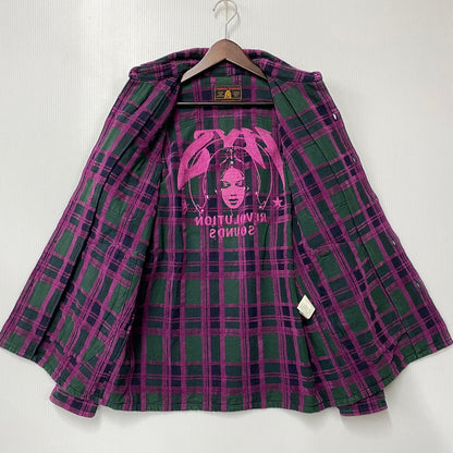 【中古品】【メンズ】 HYSTERIC GLAMOUR ヒステリックグラマー 02183AH03 REVOLUTION SOUNDS CPO SHIRT レボリューション サウンズ シーピーオー シャツ トップス 長袖 140-261015-cs-02-izu サイズ：M カラー：グリーン×パープル 万代Net店