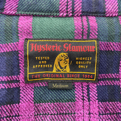 【中古品】【メンズ】 HYSTERIC GLAMOUR ヒステリックグラマー 02183AH03 REVOLUTION SOUNDS CPO SHIRT レボリューション サウンズ シーピーオー シャツ トップス 長袖 140-261015-cs-02-izu サイズ：M カラー：グリーン×パープル 万代Net店