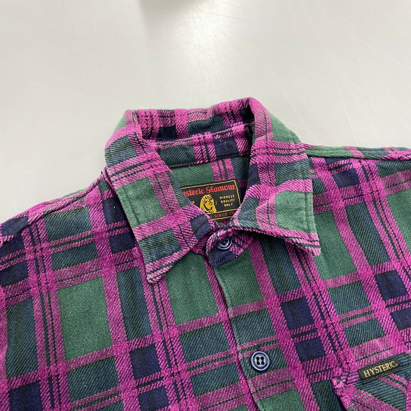 【中古品】【メンズ】 HYSTERIC GLAMOUR ヒステリックグラマー 02183AH03 REVOLUTION SOUNDS CPO SHIRT レボリューション サウンズ シーピーオー シャツ トップス 長袖 140-261015-cs-02-izu サイズ：M カラー：グリーン×パープル 万代Net店
