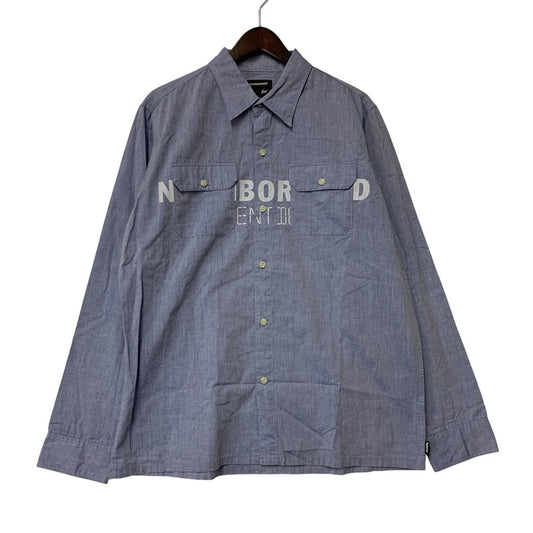 【中古品】【メンズ】 NEIGHBORHOOD ネイバーフッド×FRAGMENT フラグメント 2 POCKET LS SHIRT ポケット ロングスリーブ シャツ トップス 長袖 142-261013-cs-02-izu サイズ：L カラー：ライトブルー 万代Net店