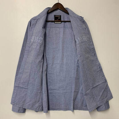 【中古品】【メンズ】 NEIGHBORHOOD ネイバーフッド×FRAGMENT フラグメント 2 POCKET LS SHIRT ポケット ロングスリーブ シャツ トップス 長袖 142-261013-cs-02-izu サイズ：L カラー：ライトブルー 万代Net店