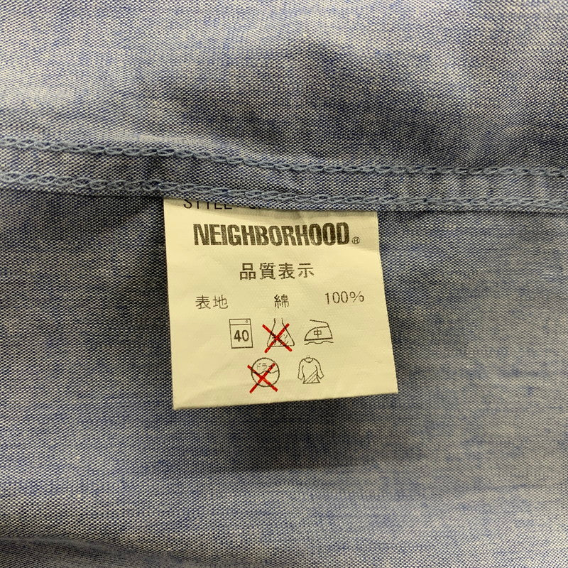 【中古品】【メンズ】 NEIGHBORHOOD ネイバーフッド×FRAGMENT フラグメント 2 POCKET LS SHIRT ポケット ロングスリーブ シャツ トップス 長袖 142-261013-cs-02-izu サイズ：L カラー：ライトブルー 万代Net店