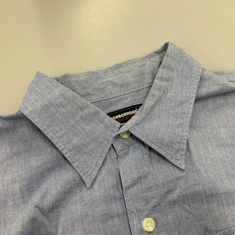 【中古品】【メンズ】 NEIGHBORHOOD ネイバーフッド×FRAGMENT フラグメント 2 POCKET LS SHIRT ポケット ロングスリーブ シャツ トップス 長袖 142-261013-cs-02-izu サイズ：L カラー：ライトブルー 万代Net店