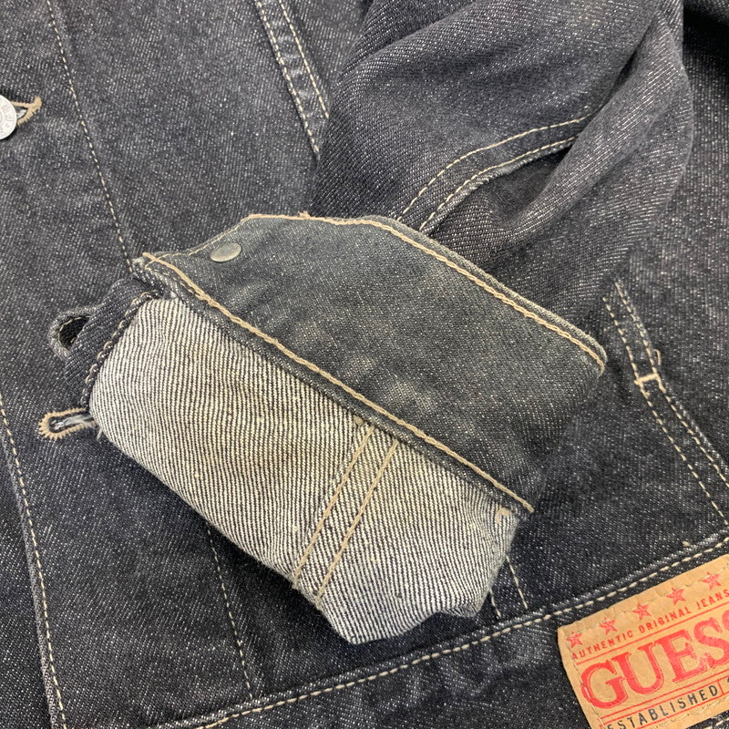 【中古品】【メンズ】 GUESS ゲス 39807 USA製 DENIM TRACKER JACKET デニム トラッカー ジャケット 146-261020-ms-07-izu サイズ：2XL カラー：ブラック 万代Net店