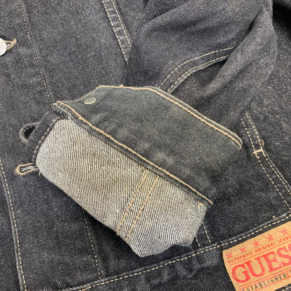 【中古品】【メンズ】 GUESS ゲス 39807 USA製 DENIM TRACKER JACKET デニム トラッカー ジャケット 146-261020-ms-07-izu サイズ：2XL カラー：ブラック 万代Net店