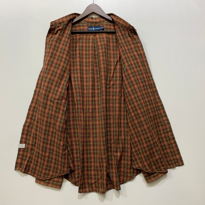 【中古品】【メンズ】 RALPH LAUREN ラルフローレン CLASSIC FIT BD L S CHECK SHIRT クラシック フィット チェックシャツ 長袖 トップス 146-261020-ms-02-izu サイズ：XXL カラー：ブラウン 万代Net店