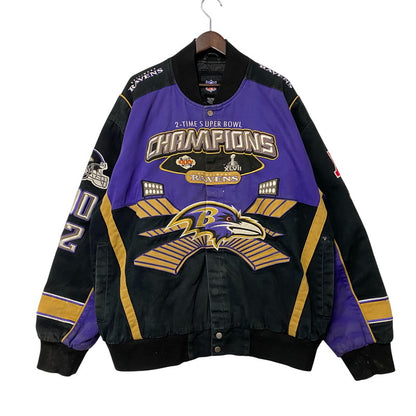 【現状渡し品】【メンズ】 NFL エヌエフエル BALTIMORE RAVENS 2-TIME SUPER BPWL CHAMPIONS JACKET チャンピオンズ ジャケット アウター 146-261015-cs-08-izu サイズ：XXL カラー：パープル 万代Net店