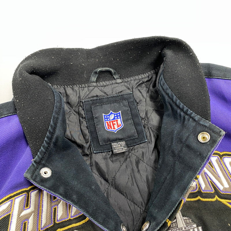 【現状渡し品】【メンズ】 NFL エヌエフエル BALTIMORE RAVENS 2-TIME SUPER BPWL CHAMPIONS JACKET チャンピオンズ ジャケット アウター 146-261015-cs-08-izu サイズ：XXL カラー：パープル 万代Net店