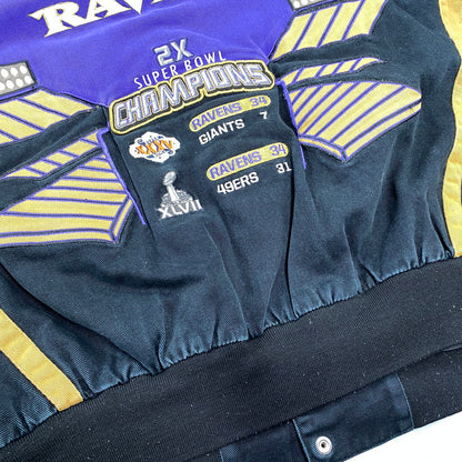【現状渡し品】【メンズ】 NFL エヌエフエル BALTIMORE RAVENS 2-TIME SUPER BPWL CHAMPIONS JACKET チャンピオンズ ジャケット アウター 146-261015-cs-08-izu サイズ：XXL カラー：パープル 万代Net店