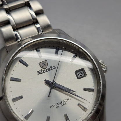 【中古品】【メンズ/レディース】 NIVADA ニバダ AUTOMATIC DATE N024M 自動巻き デイト 裏スケルトン 腕時計 197-261014-as-14-izu カラー：シルバー 万代Net店