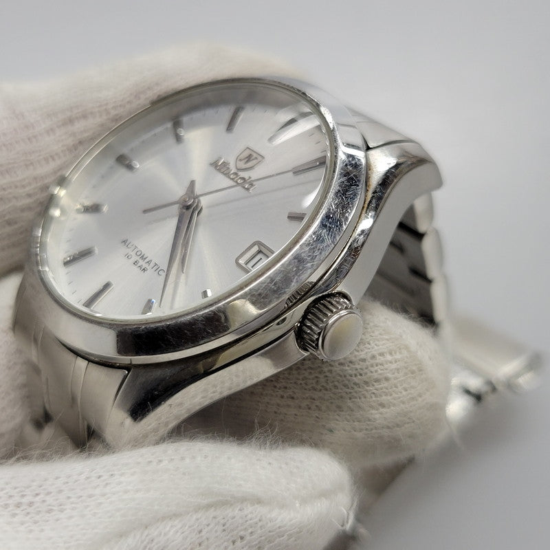 【中古品】【メンズ/レディース】 NIVADA ニバダ AUTOMATIC DATE N024M 自動巻き デイト 裏スケルトン 腕時計 197-261014-as-14-izu カラー：シルバー 万代Net店