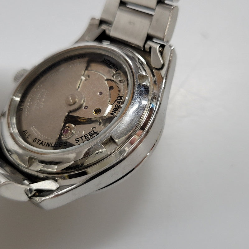 【中古品】【メンズ/レディース】 NIVADA ニバダ AUTOMATIC DATE N024M 自動巻き デイト 裏スケルトン 腕時計 197-261014-as-14-izu カラー：シルバー 万代Net店