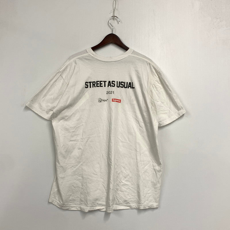 【中古品】【メンズ】 SUPREME シュプリーム×WTAPS ダブルタップス 21AW SIC'EM! TEE Tシャツ トップス 半袖 149-261015-ya-01-izu サイズ：XL カラー：ホワイト 万代Net店