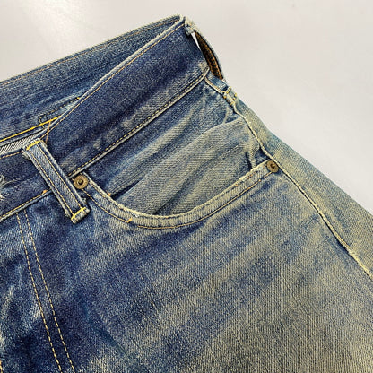 【現状渡し品】【メンズ】 EVISU エヴィス 2504XX NO2 シンチバック カモメ PAINT DENIM PANTS ペイント デニム パンツ ボトムス 157-261013-kh-02-izu サイズ：32×35 カラー：インディゴ 万代Net店
