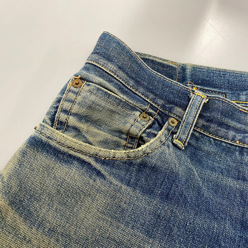 【現状渡し品】【メンズ】 EVISU エヴィス 2504XX NO2 シンチバック カモメ PAINT DENIM PANTS ペイント デニム パンツ ボトムス 157-261013-kh-02-izu サイズ：32×35 カラー：インディゴ 万代Net店