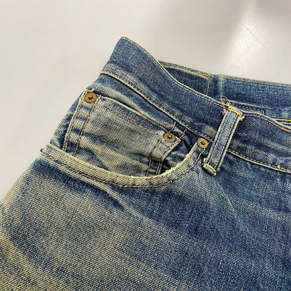 【現状渡し品】【メンズ】 EVISU エヴィス 2504XX NO2 シンチバック カモメ PAINT DENIM PANTS ペイント デニム パンツ ボトムス 157-261013-kh-02-izu サイズ：32×35 カラー：インディゴ 万代Net店