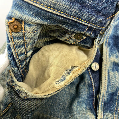 【現状渡し品】【メンズ】 EVISU エヴィス 2504XX NO2 シンチバック カモメ PAINT DENIM PANTS ペイント デニム パンツ ボトムス 157-261013-kh-02-izu サイズ：32×35 カラー：インディゴ 万代Net店