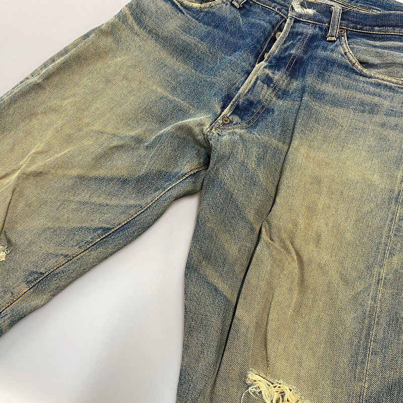 【現状渡し品】【メンズ】 EVISU エヴィス 2504XX NO2 シンチバック カモメ PAINT DENIM PANTS ペイント デニム パンツ ボトムス 157-261013-kh-02-izu サイズ：32×35 カラー：インディゴ 万代Net店