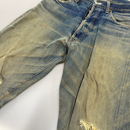 【現状渡し品】【メンズ】 EVISU エヴィス 2504XX NO2 シンチバック カモメ PAINT DENIM PANTS ペイント デニム パンツ ボトムス 157-261013-kh-02-izu サイズ：32×35 カラー：インディゴ 万代Net店