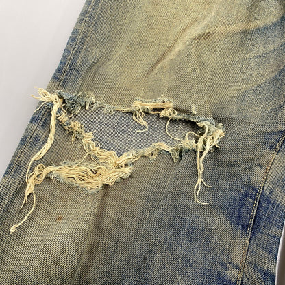 【現状渡し品】【メンズ】 EVISU エヴィス 2504XX NO2 シンチバック カモメ PAINT DENIM PANTS ペイント デニム パンツ ボトムス 157-261013-kh-02-izu サイズ：32×35 カラー：インディゴ 万代Net店