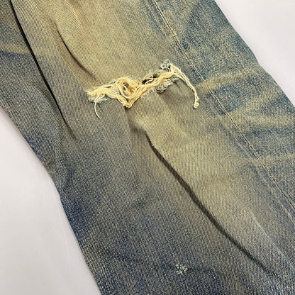 【現状渡し品】【メンズ】 EVISU エヴィス 2504XX NO2 シンチバック カモメ PAINT DENIM PANTS ペイント デニム パンツ ボトムス 157-261013-kh-02-izu サイズ：32×35 カラー：インディゴ 万代Net店