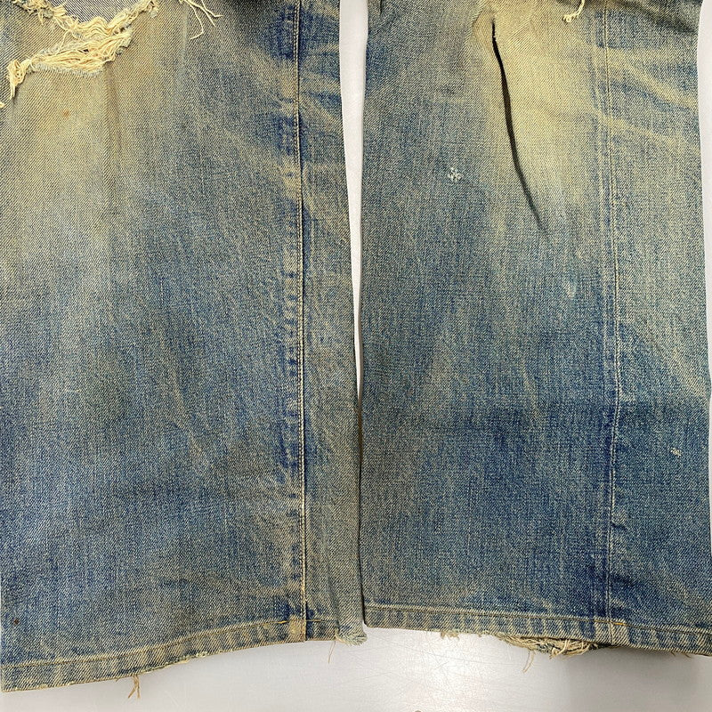 【現状渡し品】【メンズ】 EVISU エヴィス 2504XX NO2 シンチバック カモメ PAINT DENIM PANTS ペイント デニム パンツ ボトムス 157-261013-kh-02-izu サイズ：32×35 カラー：インディゴ 万代Net店