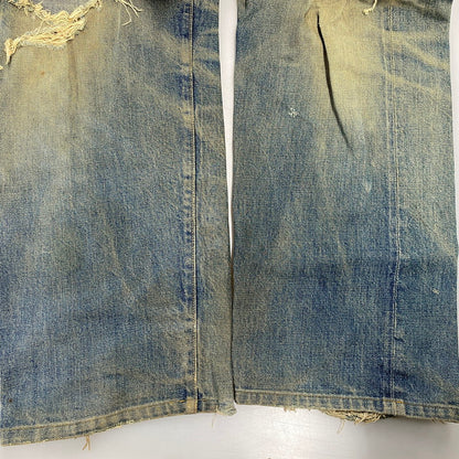 【現状渡し品】【メンズ】 EVISU エヴィス 2504XX NO2 シンチバック カモメ PAINT DENIM PANTS ペイント デニム パンツ ボトムス 157-261013-kh-02-izu サイズ：32×35 カラー：インディゴ 万代Net店