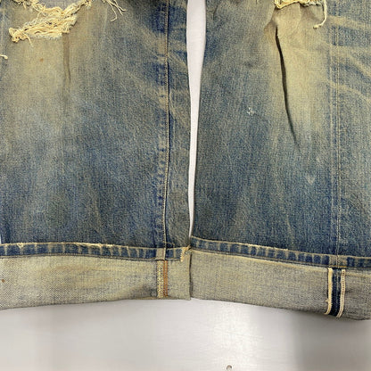 【現状渡し品】【メンズ】 EVISU エヴィス 2504XX NO2 シンチバック カモメ PAINT DENIM PANTS ペイント デニム パンツ ボトムス 157-261013-kh-02-izu サイズ：32×35 カラー：インディゴ 万代Net店