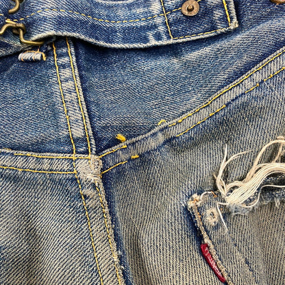 【現状渡し品】【メンズ】 EVISU エヴィス 2504XX NO2 シンチバック カモメ PAINT DENIM PANTS ペイント デニム パンツ ボトムス 157-261013-kh-02-izu サイズ：32×35 カラー：インディゴ 万代Net店