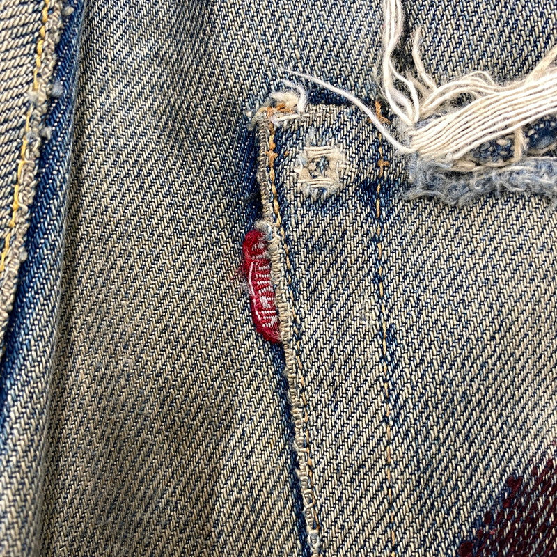 【現状渡し品】【メンズ】 EVISU エヴィス 2504XX NO2 シンチバック カモメ PAINT DENIM PANTS ペイント デニム パンツ ボトムス 157-261013-kh-02-izu サイズ：32×35 カラー：インディゴ 万代Net店