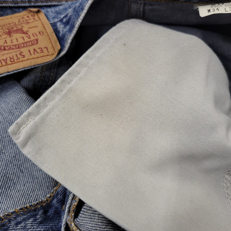 【中古品】【メンズ】 LEVI'S リーバイス 00517-0216 刻印554 USA製 517 BOOT CUT DENIM PANTS ブーツカット デニム パンツ ボトムス 157-261014-sm-04-izu サイズ：34×30 カラー：インディゴ 万代Net店