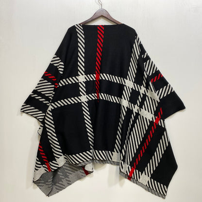 【中古品】【メンズ】 MOON AGE DEVILMENT ムーンエイジデビルメント SHEPHERD'S CHECK PONCHO シェパードチェック ポンチョトップス アウター 140-261024-ms-15-izu サイズ：下記参照 カラー：ブラック 万代Net店