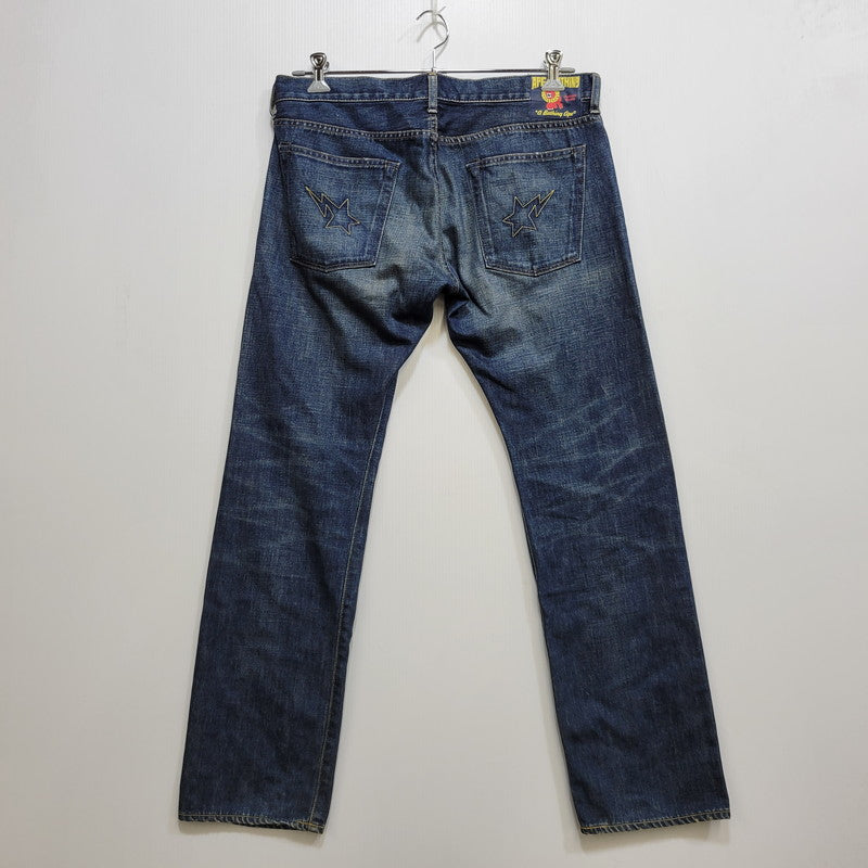 【中古品】【メンズ】 A BATHING APE アベイシングエイプ BAPE STAR DENIM PANTS ベイプスター デニムパンツ ボトムス 153-261014-sm-11-izu サイズ：M カラー：インディゴ 万代Net店