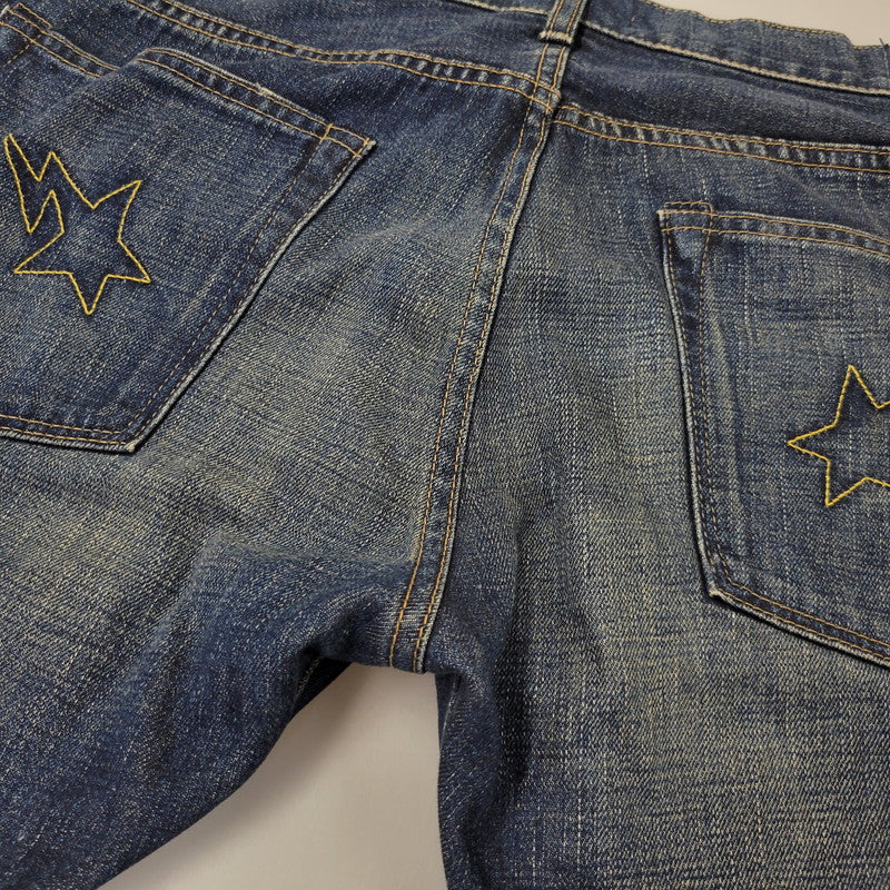 【中古品】【メンズ】 A BATHING APE アベイシングエイプ BAPE STAR DENIM PANTS ベイプスター デニムパンツ ボトムス 153-261014-sm-11-izu サイズ：M カラー：インディゴ 万代Net店
