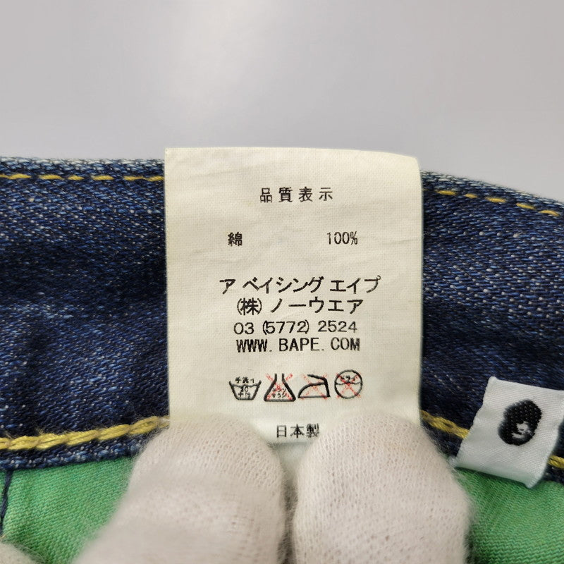 【中古品】【メンズ】 A BATHING APE アベイシングエイプ BAPE STAR DENIM PANTS ベイプスター デニムパンツ ボトムス 153-261014-sm-11-izu サイズ：M カラー：インディゴ 万代Net店