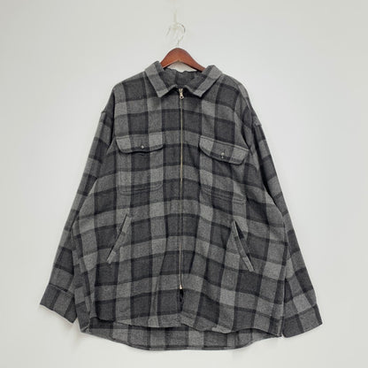【中古品】【メンズ】 OLD GAP オールドギャップ 90-00S ZIP UP FLANNEL SHIRT ジップ アップ フランネル シャツ トップス 長袖 146-261023-cs-17-izu サイズ：XL カラー：ブラック×グレー 万代Net店