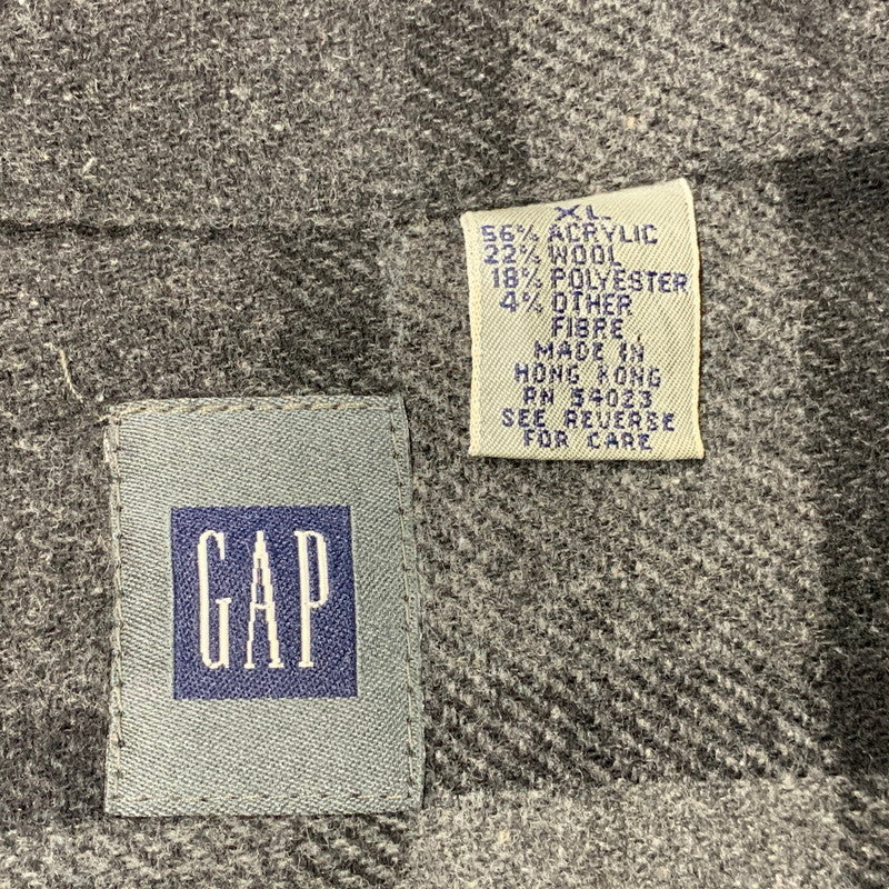 【中古品】【メンズ】 OLD GAP オールドギャップ 90-00S ZIP UP FLANNEL SHIRT ジップ アップ フランネル シャツ トップス 長袖 146-261023-cs-17-izu サイズ：XL カラー：ブラック×グレー 万代Net店