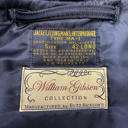 【中古品】【メンズ】 BUZZ RICKSON'S バズリクソンズ BR14965 WILLIAM GIBSON COLLECTION TYPE BLACK MA-1 SLENDER ウィリアム ギブソン コレクション タイプ ブラック スレンダー アウター 145-261015-cs-10-izu サイズ：42LONG カラー：ブラック 万代Net店